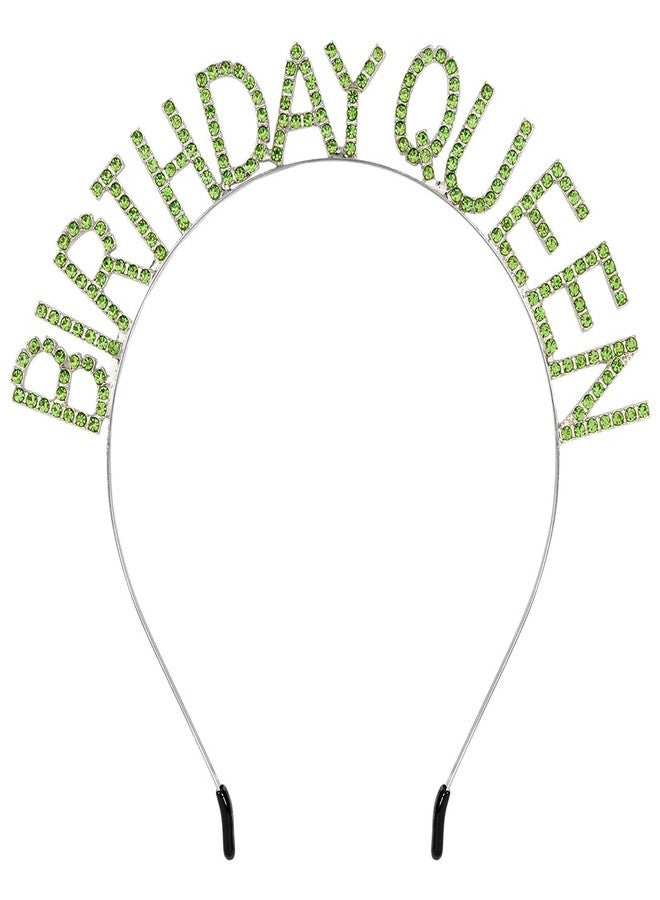 AOPRIE Birthday Queen Headbands for Women Tiara & Crowns for Girls Happy Birthday Party Accessories Favor Venus Supllies Silver Green, 1 Pack - Image 1
